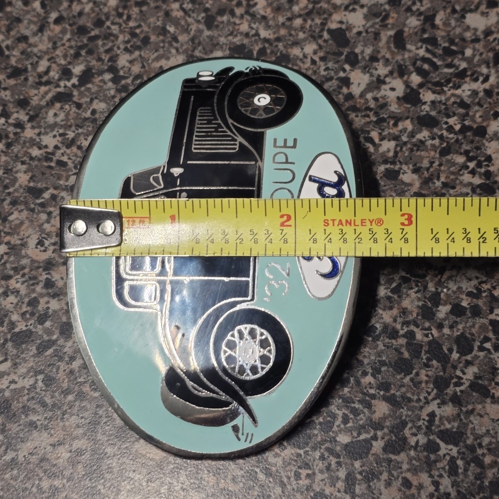 Ford 1932 Coupe Belt Buckle Enamel Vintage Style Hot Rod Classic Car 4" x 2.5" - Picture 4 of 4